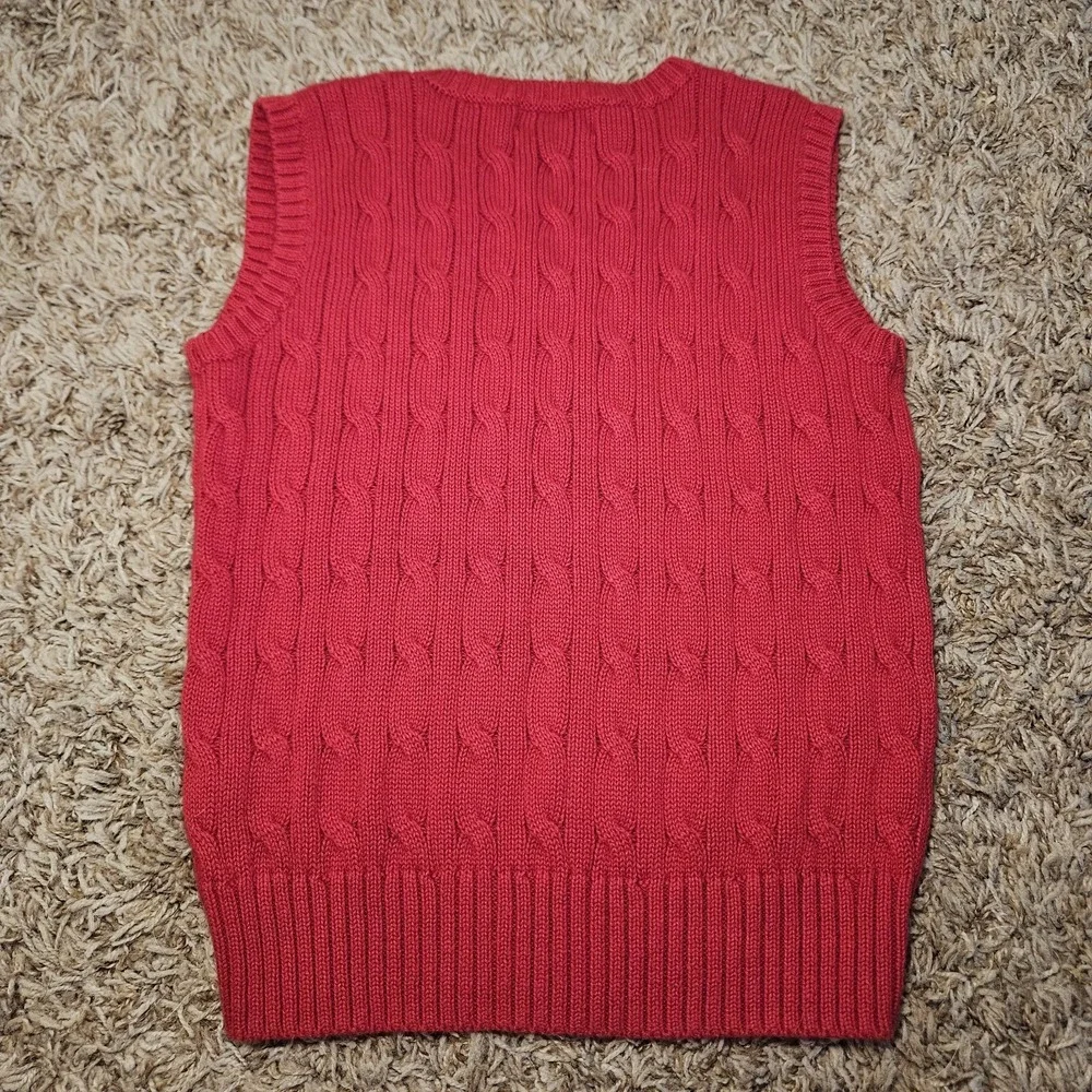 Ralph Lauren Polo Red Cable Knit Sweater Vest Size 6 Kids EUC Preppy Holidays
